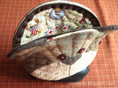 Teddy bear patchwork pouch, by Story Quilt on Flickr.