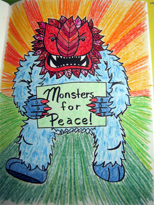 Monsters for Peace colouring page