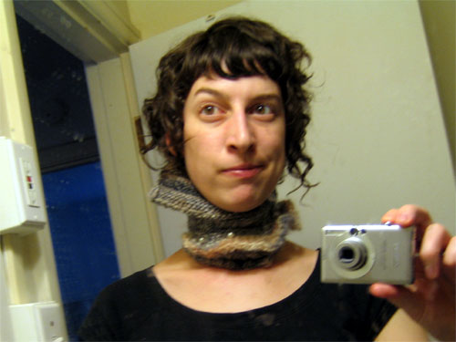 knitted neck brace, dirty mirror, self image