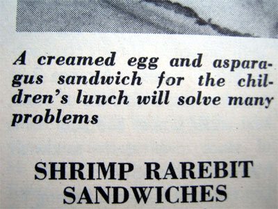 A creamed egg and asparagus sandwich for the children's lunch will solve many problems